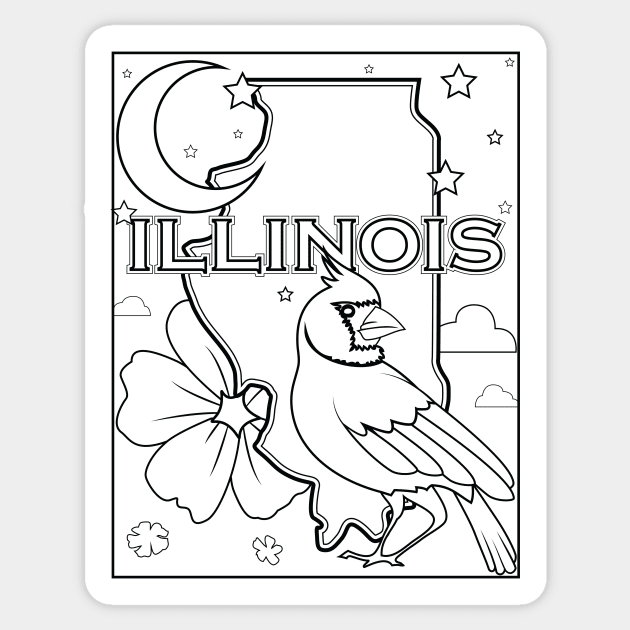 illinois state shape flower bird coloring page Sticker by LeapDaze